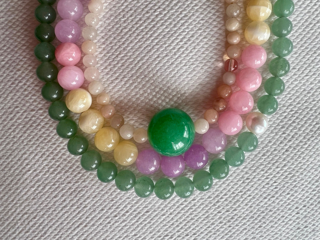 Layered handmade beaded necklaces by elsket Brisbane