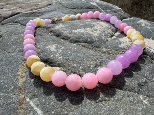 Handmade glass pendant necklace by elsket Brisbane on natural stone