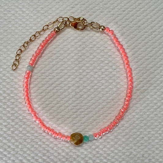 Handmade coral and amazonite bracelet by elsket Brisbane